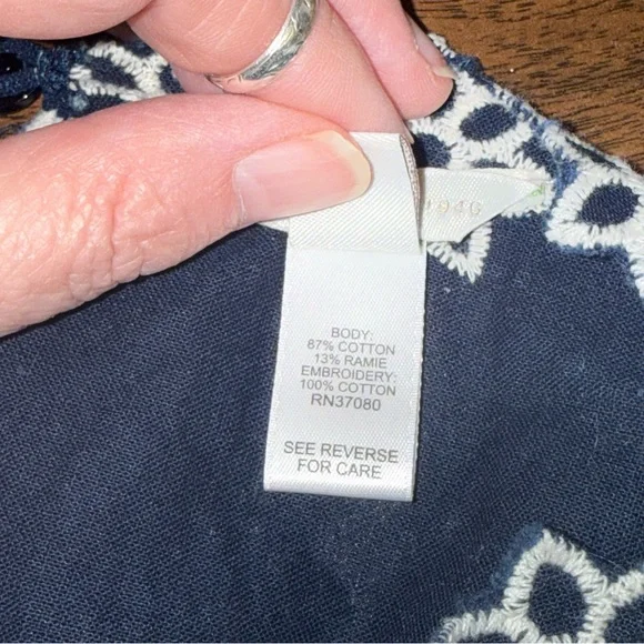 Cato Navy Boho Embroidered Floral Peasant Blouse Plus 26/28W - Picture 6 of 8